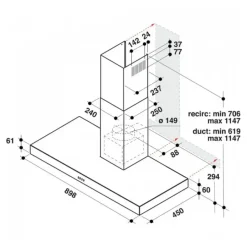 Whirlpool decoratieve afzuigkap AKR 5593 IX 90 cm