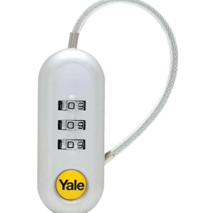 Yale Bagage Hangslot met cijferslot TSA met flexibele kabel wit