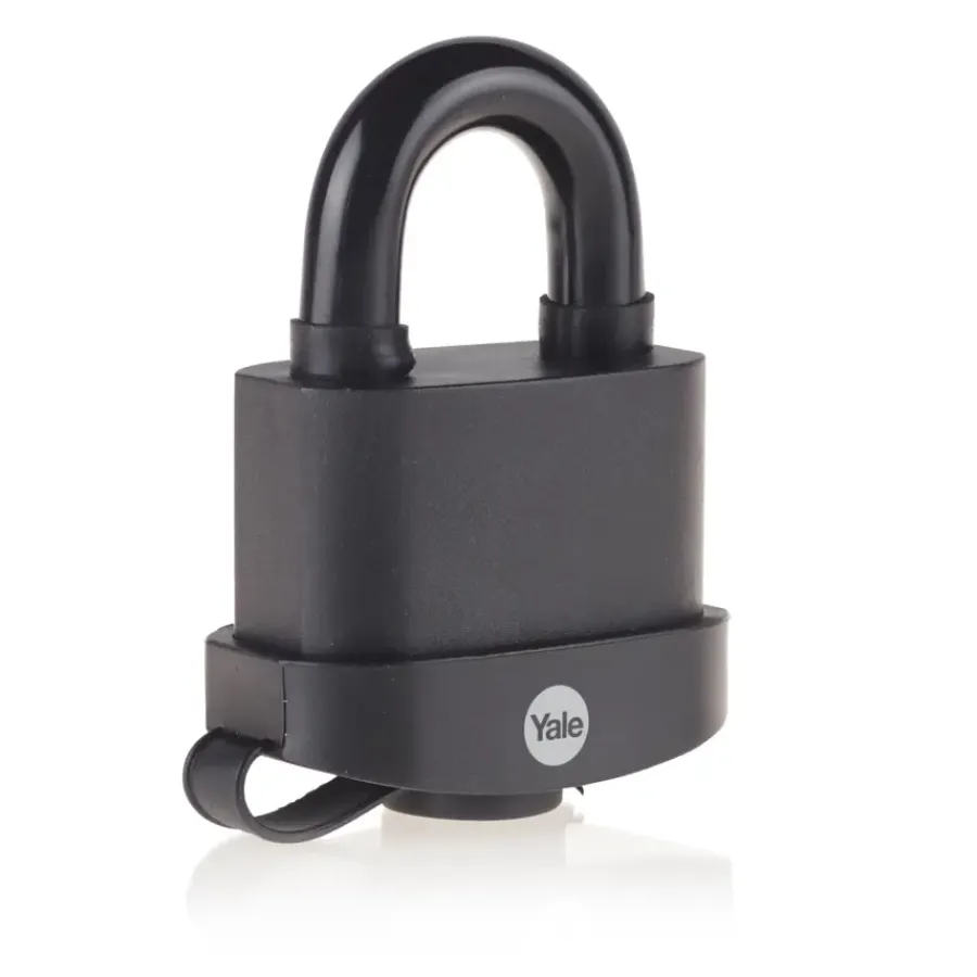 Yale Hangslot messing zware uitvoering 61 mm met zwarte body